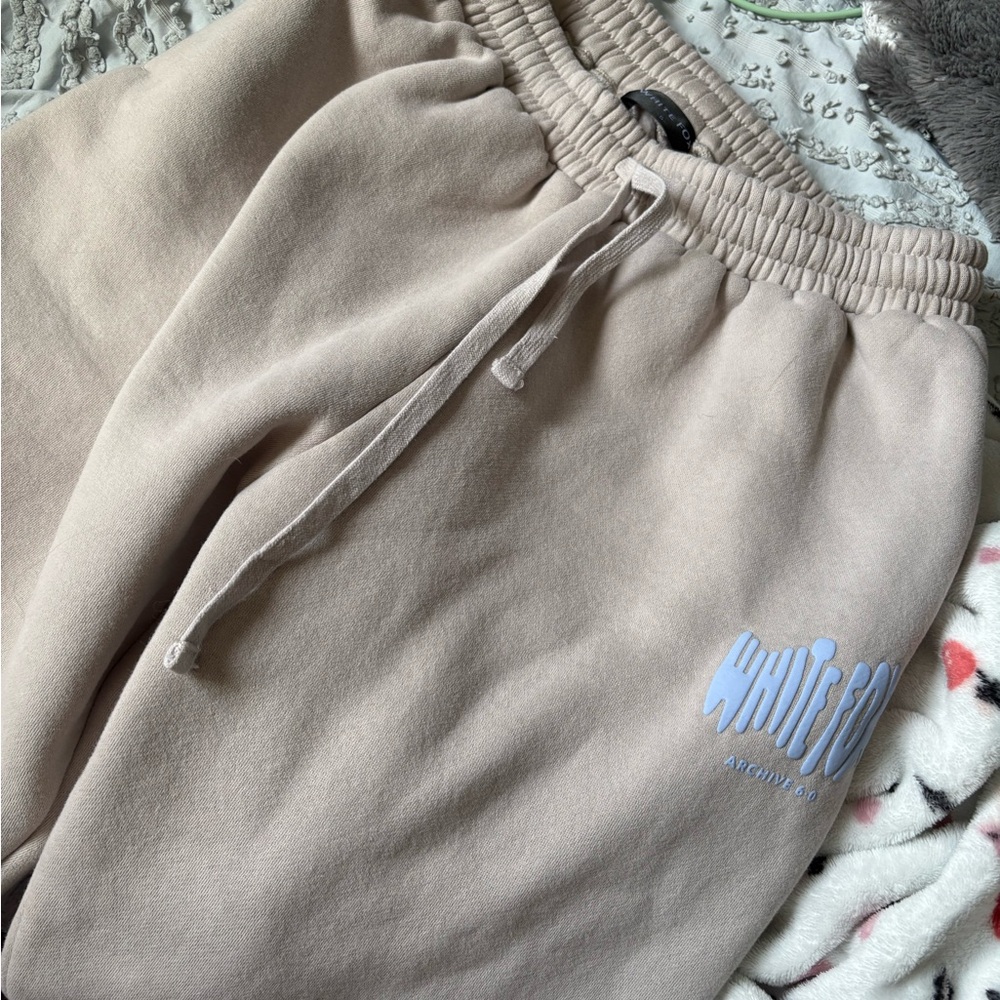 Women white fox Beige Sweatpants